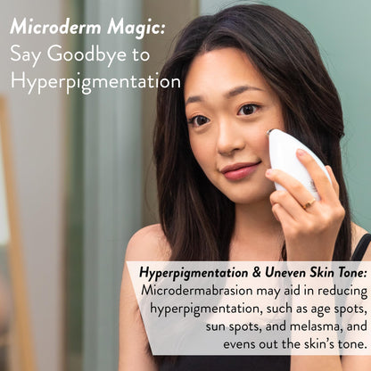Microderm GLO exfoliator for acne scars demonstrating the easy to change filter mechanism underneath the diamond head.