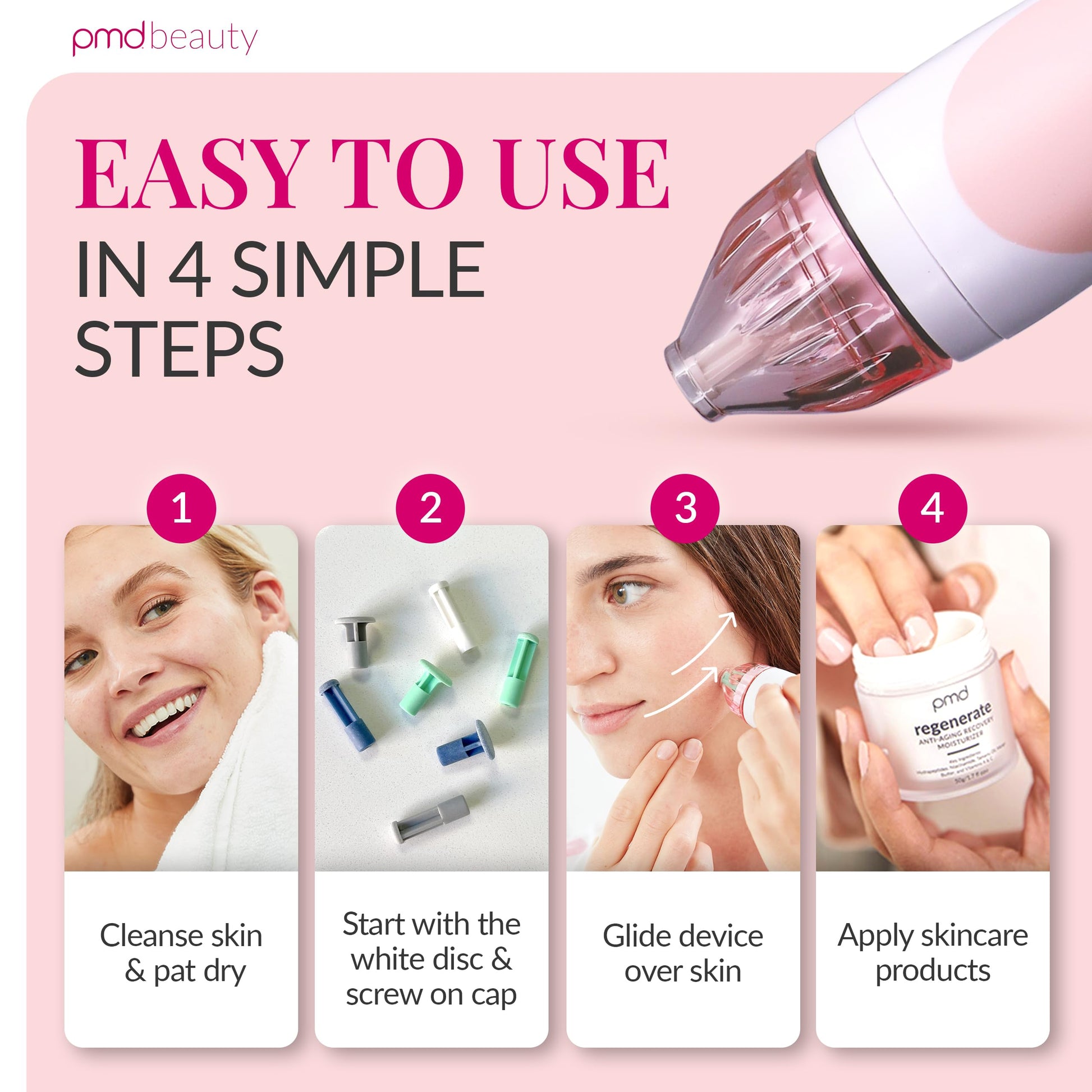 Side profile of the ergonomic PMD Beauty at-home pore removal and exfoliation machine.