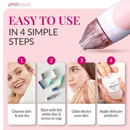 Side profile of the ergonomic PMD Beauty at-home pore removal and exfoliation machine.