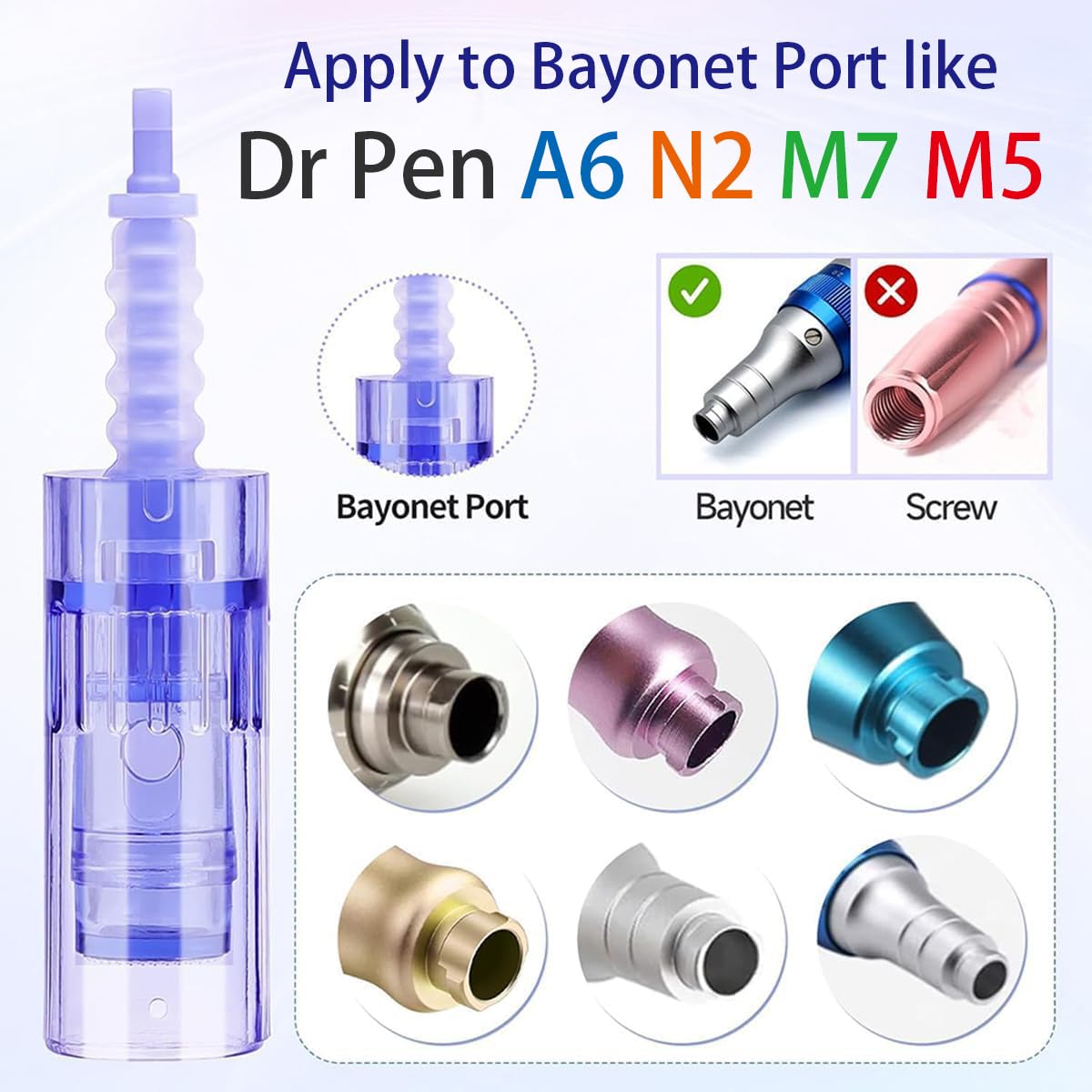 Close up of MPK 24 pin needle tip replacement cartridge for Dr Pen Ultima A6
