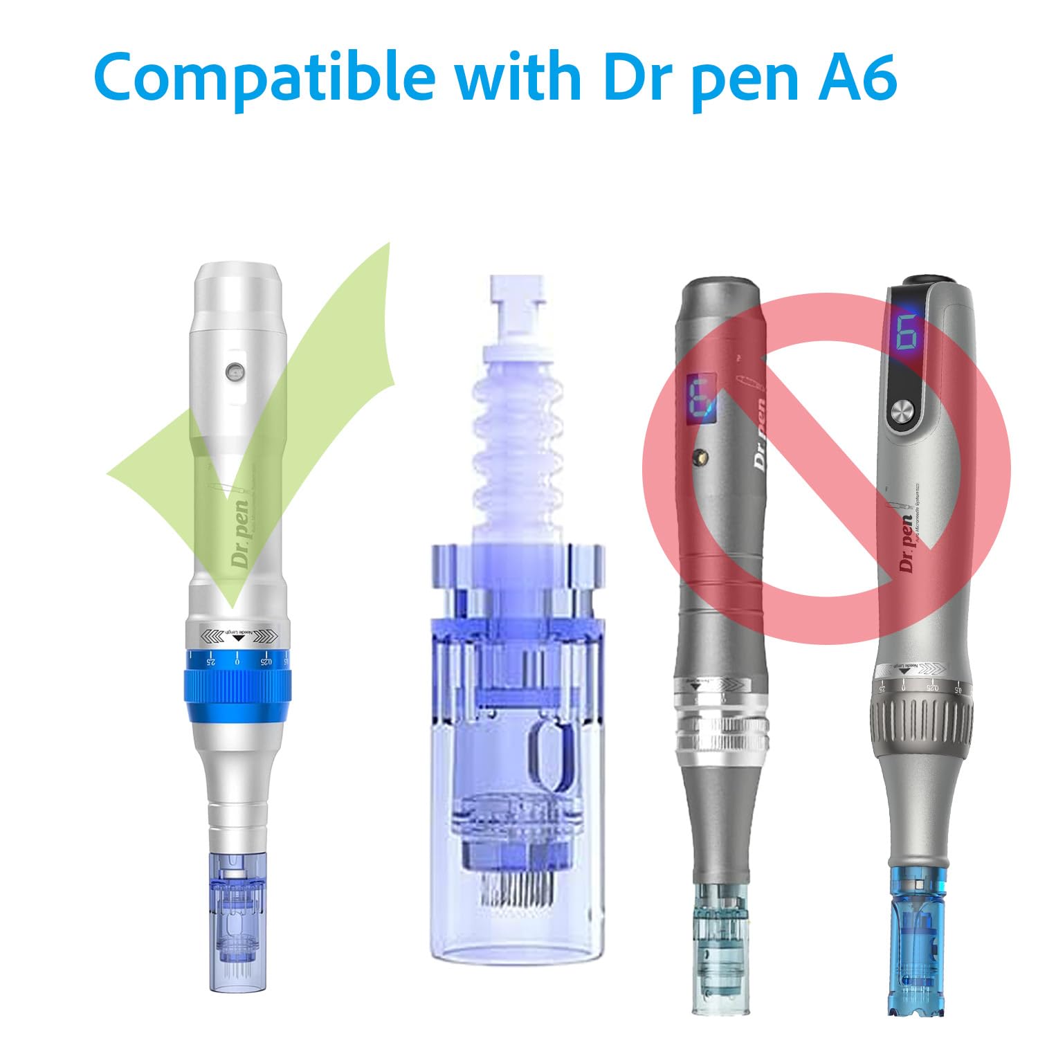 Side view of MPK bayonet slot connection on microneedling replacement cartridge