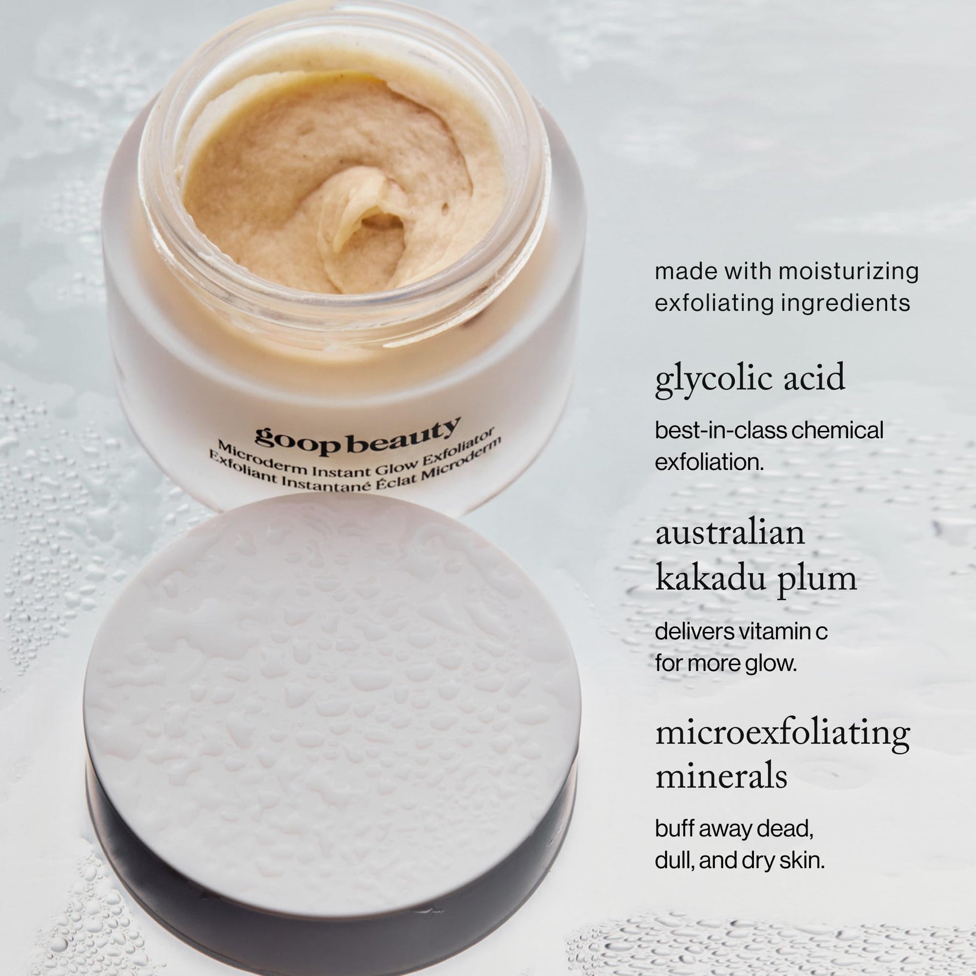 Goop Beauty dual action microdermabrasion facial scrub texture close up
