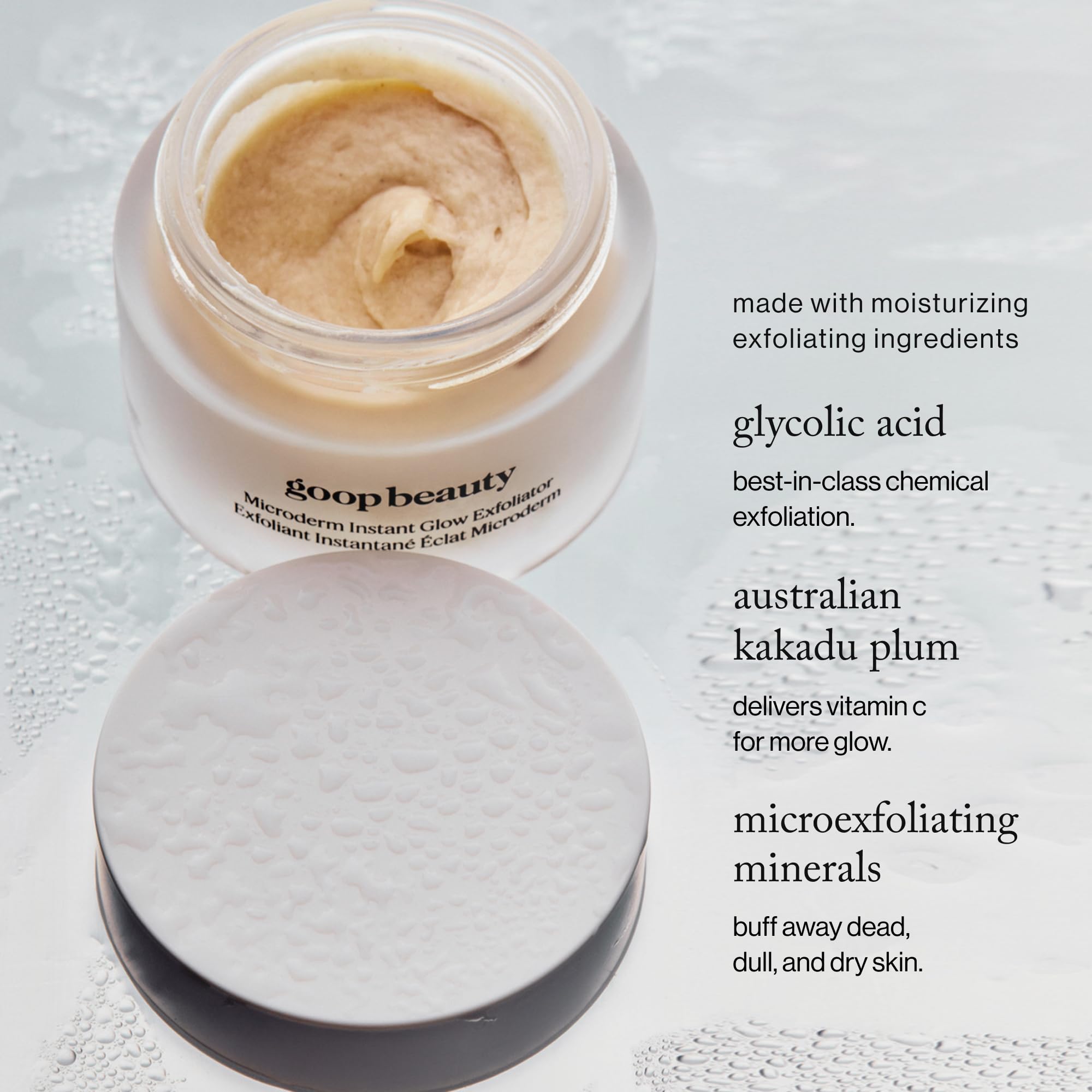 Goop Beauty dual action microdermabrasion facial scrub texture close up
