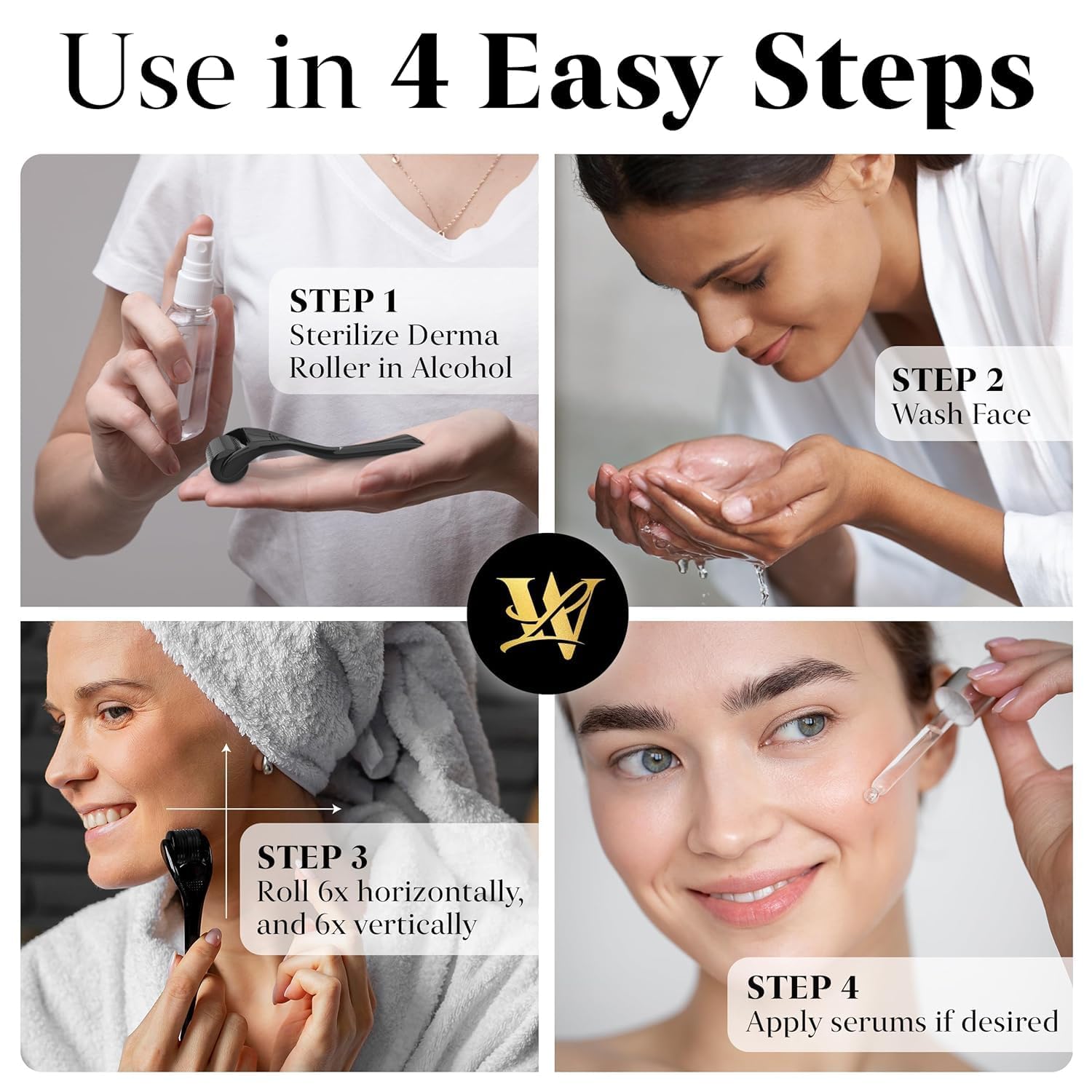 Lexi White Beauty derma roller being sanitized with isopropyl alcohol for hygiene