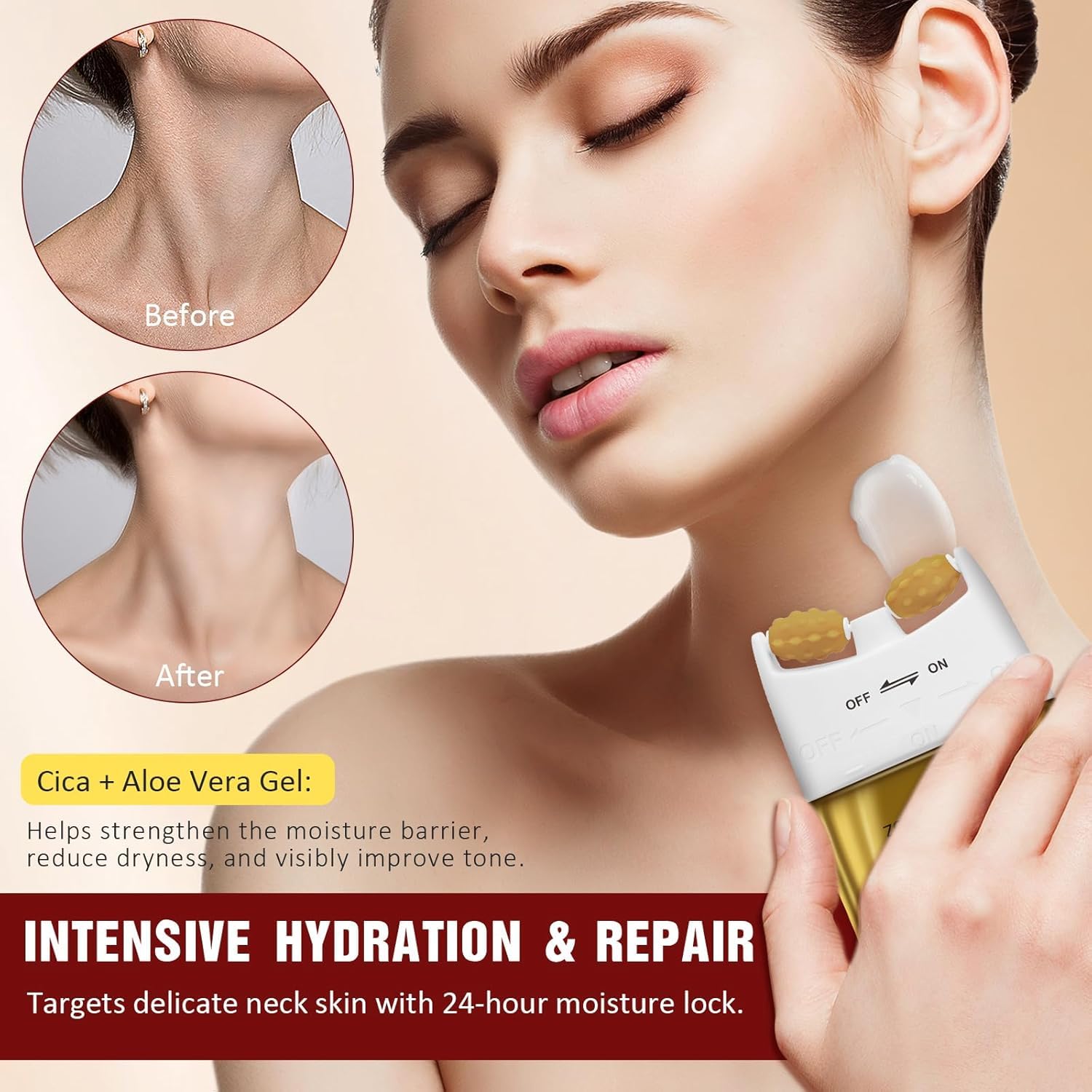Detailed view of neck tightening cream texture