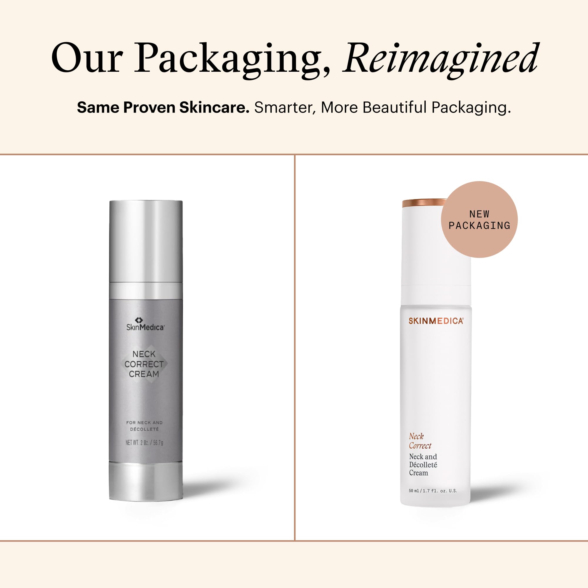 SkinMedica Neck Correct Cream 1.7 Ounce new packaging displaying product details.