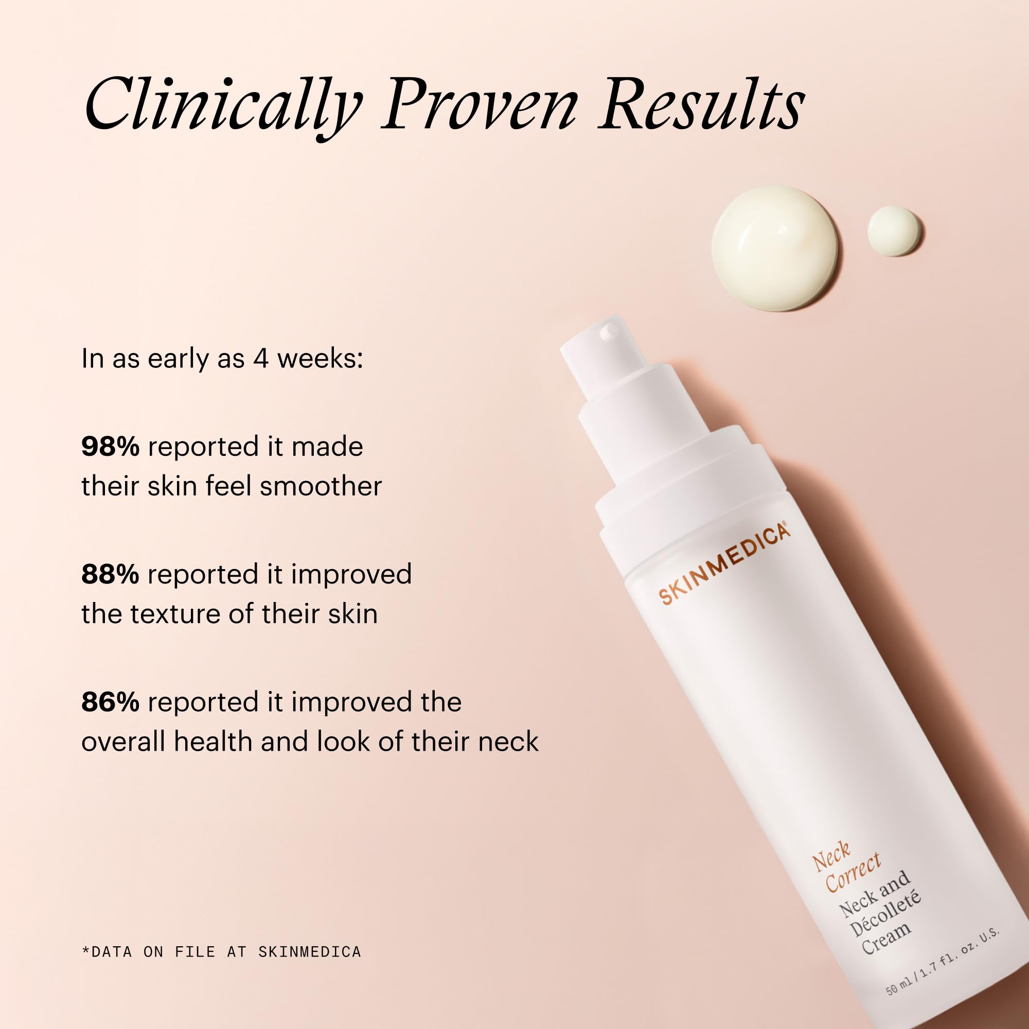 Close up view of SkinMedica Neck Correct Cream luxury skincare packaging.