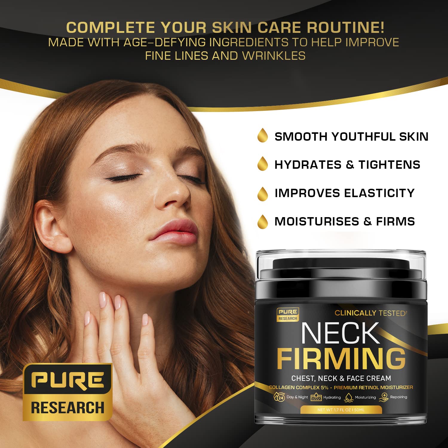 Collagen and retinol firming cream for neck and decollete