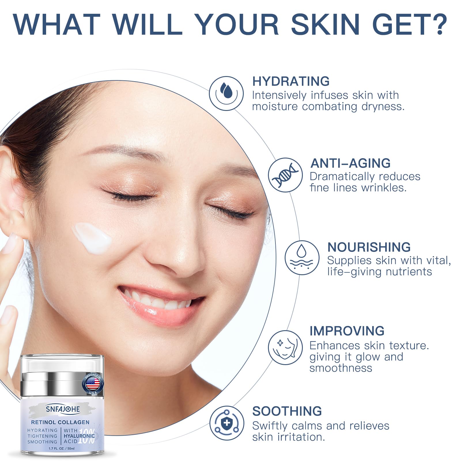 Texture shot of Snfajohe retinol and collagen firming cream