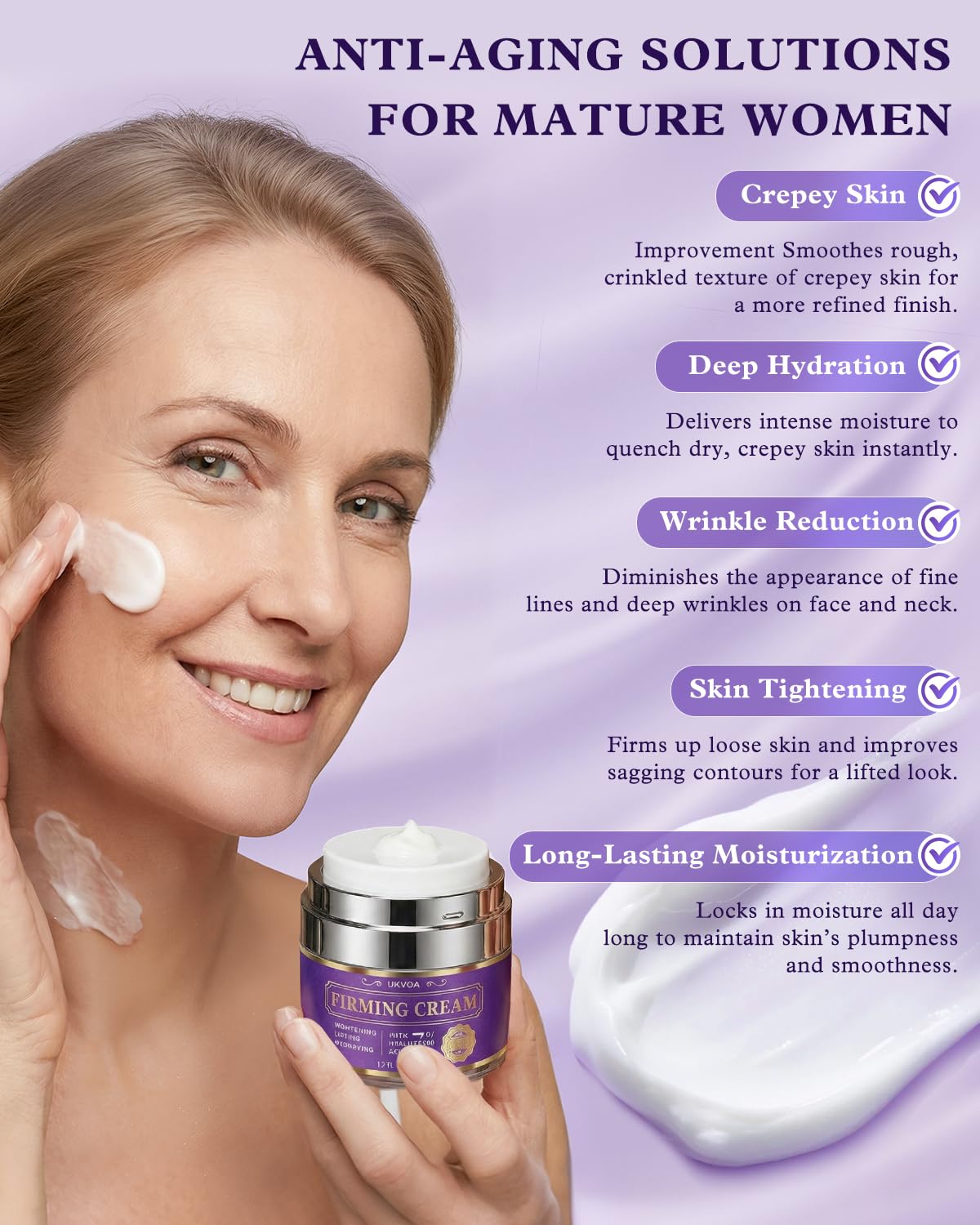 Texture of Ukvoa retinol and collagen face lift cream