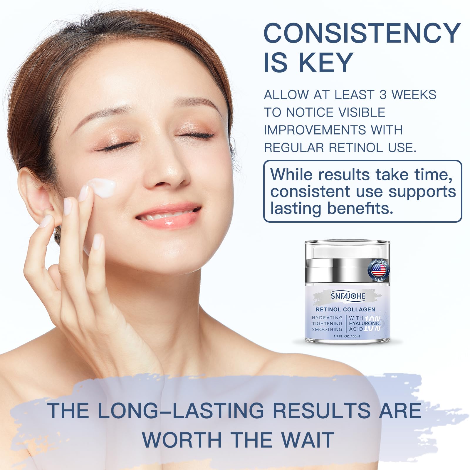 Snfajohe anti aging cream jar with skin ingredients display