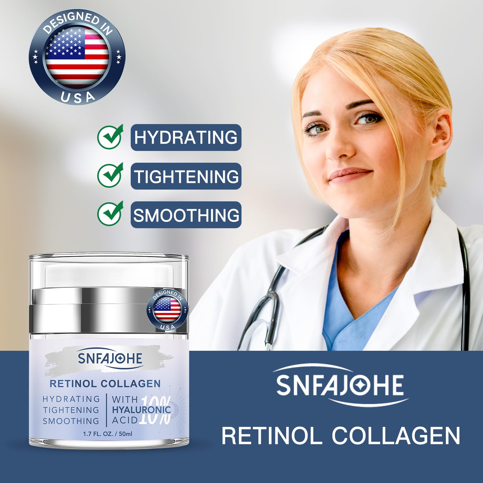 Clinical look of Snfajohe collagen hyaluronic acid moisturizer
