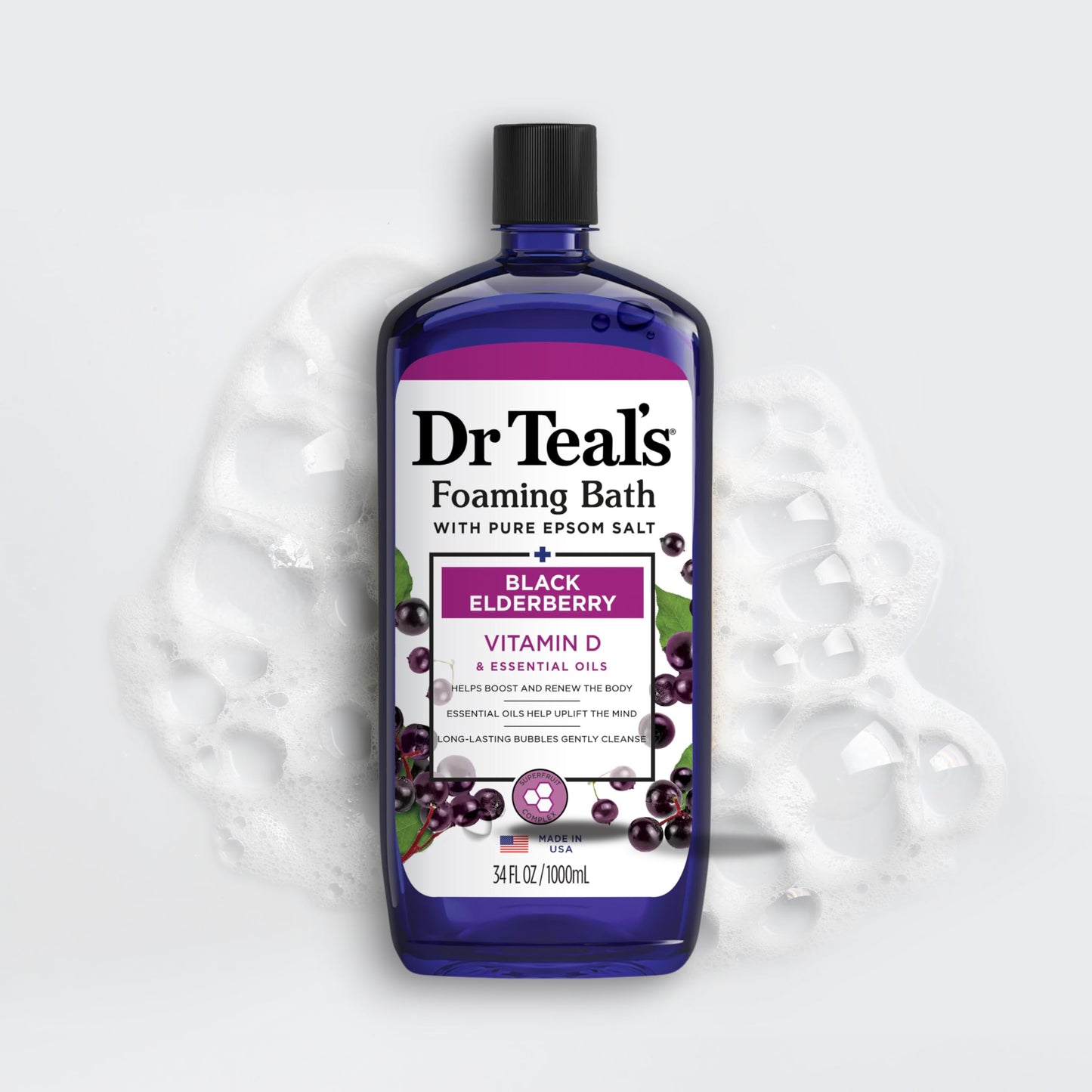 Dr Teals stress relief magnesium foaming bath multipack display