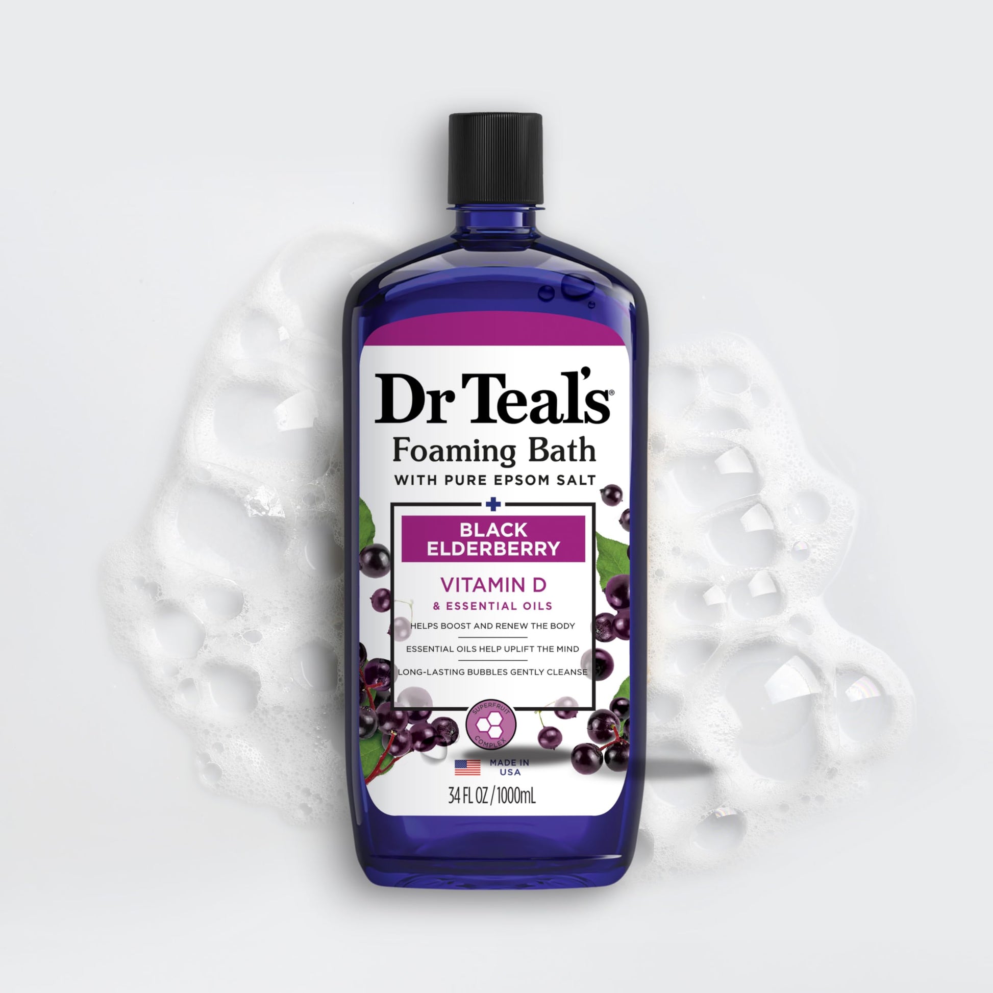 Dr Teals stress relief magnesium foaming bath multipack display