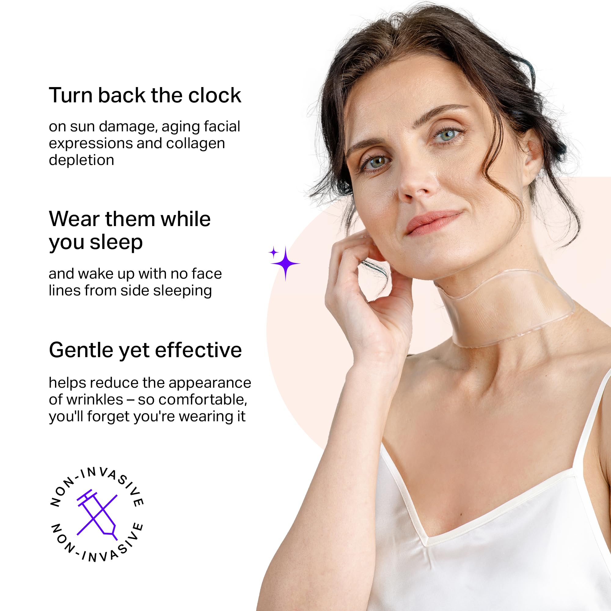 Reusable silicone patch detail for neck wrinkle treatment
