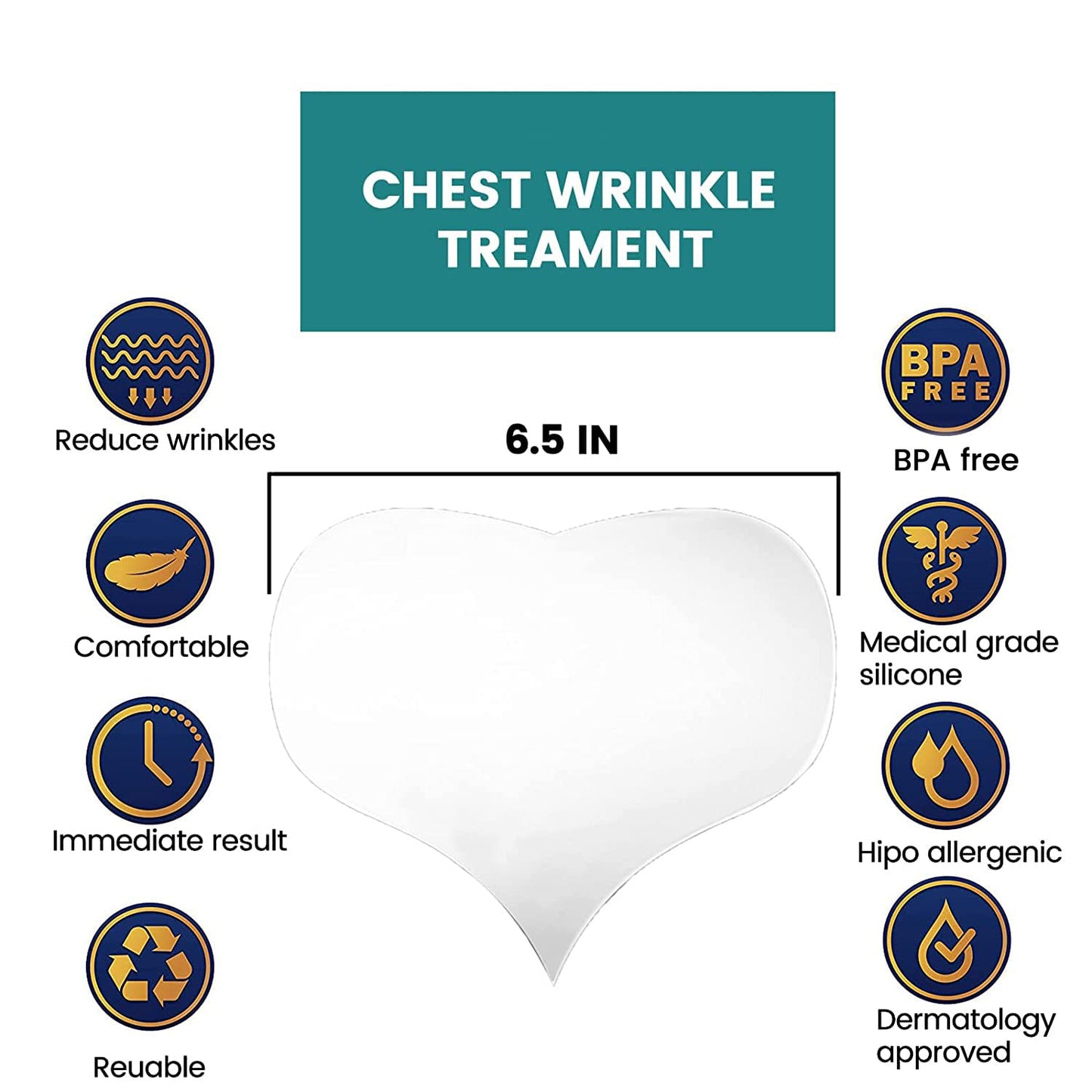 Reusable anti wrinkle silicone chest patches on skin