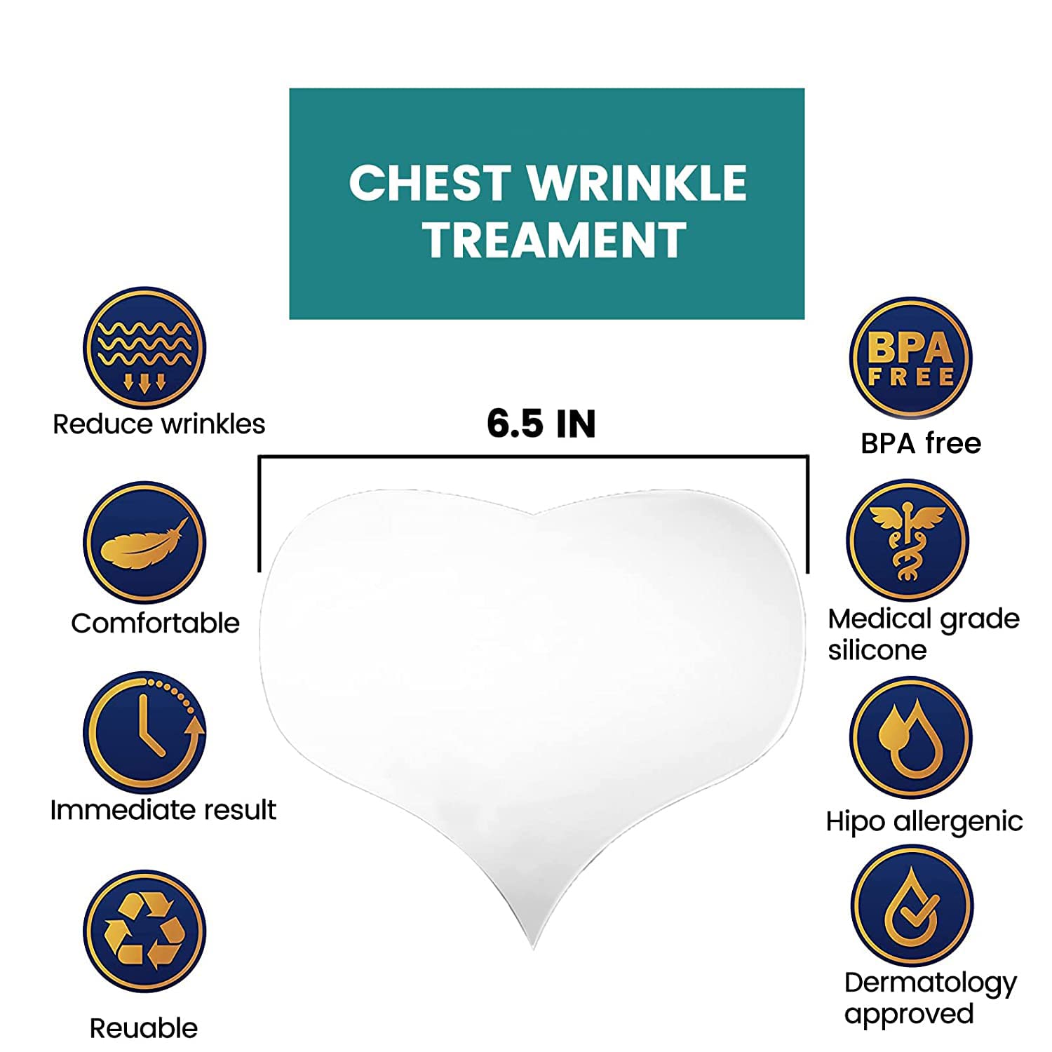 Reusable anti wrinkle silicone chest patches on skin