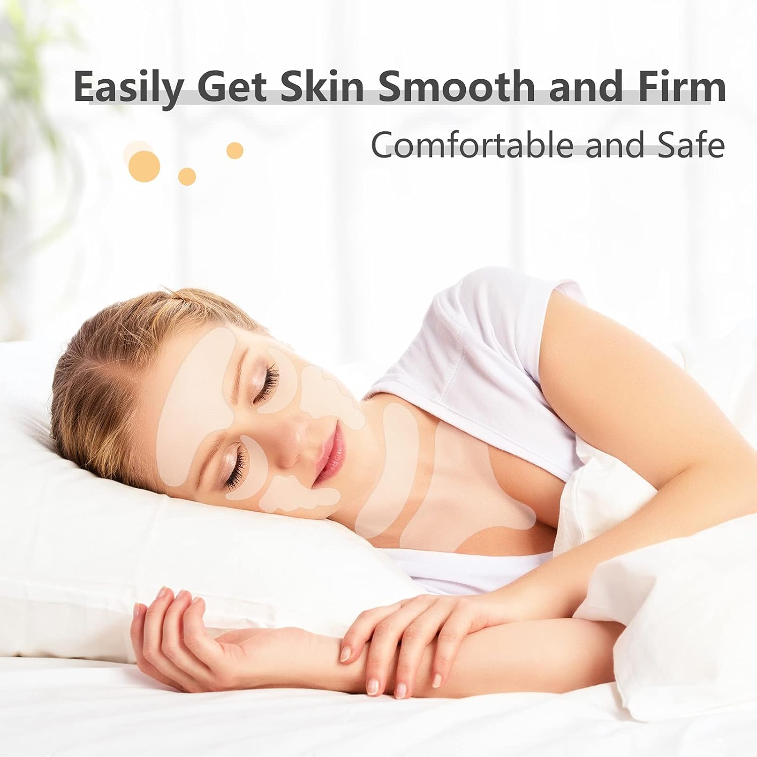 Close up of clear and pink silicone anti-wrinkle patches