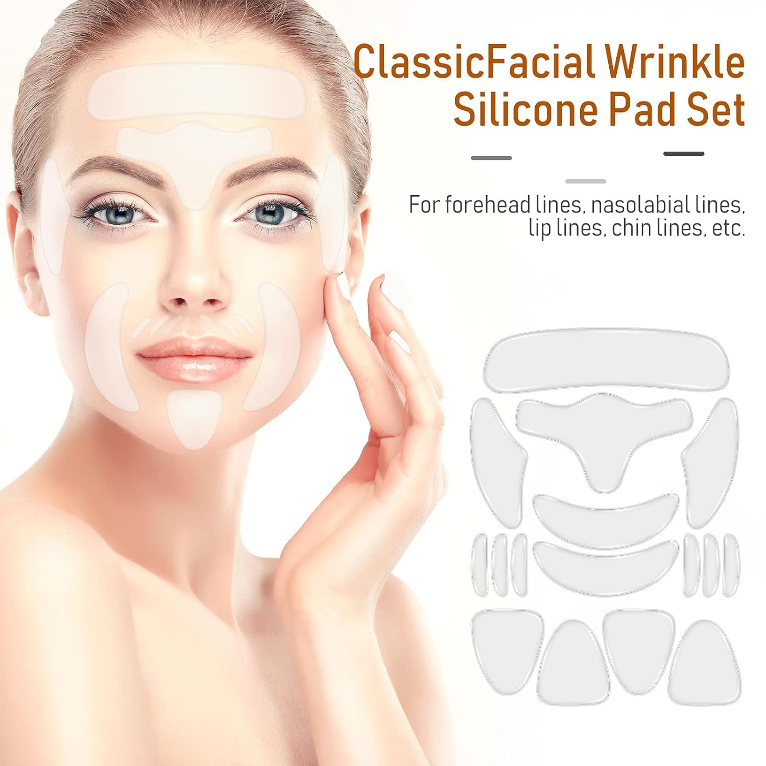 Forehead and eye silicone patches applied on skin