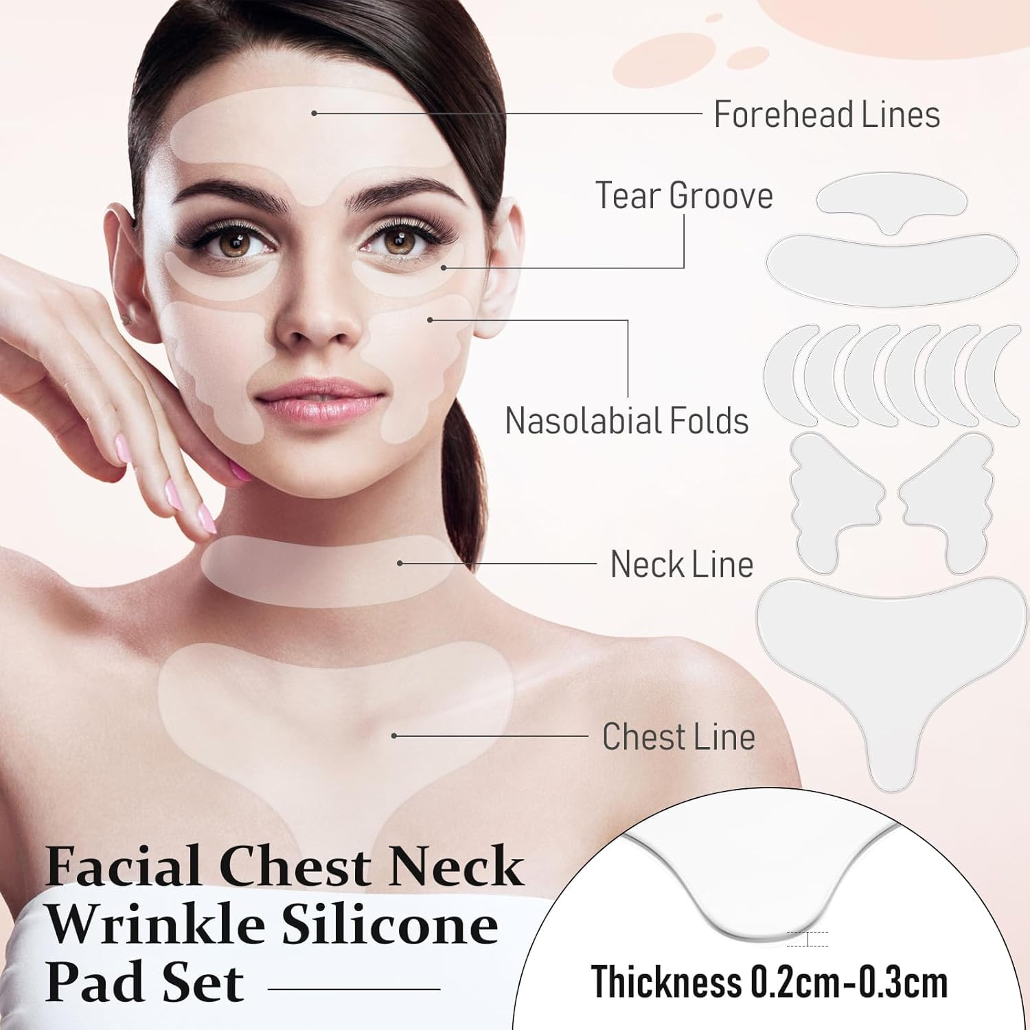 Chest and neck silicone smoothing patches for skincare
