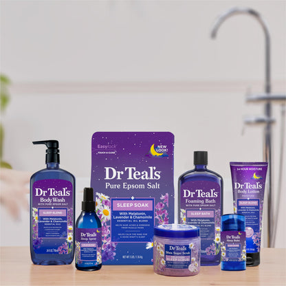 Dr Teal's Melatonin Sleep Soak four bottle collection for muscle ache relief
