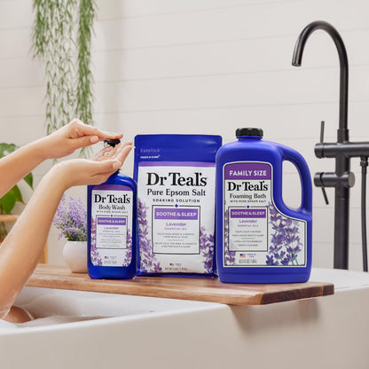 Rich long lasting bubbles created by Dr Teal's soothing evening bath