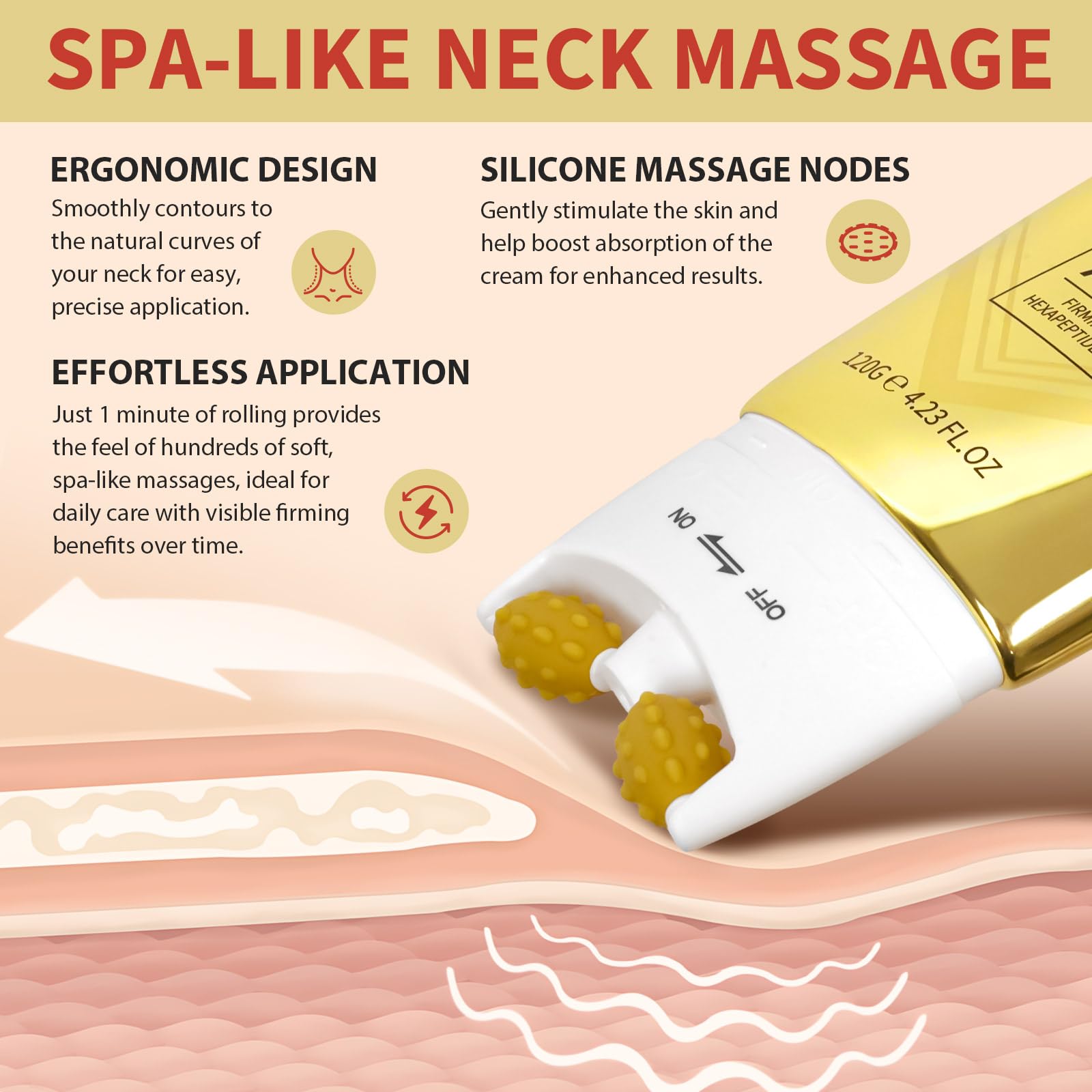 Hexapeptide neck and chest firming cream for smoothing fine lines and wrinkles