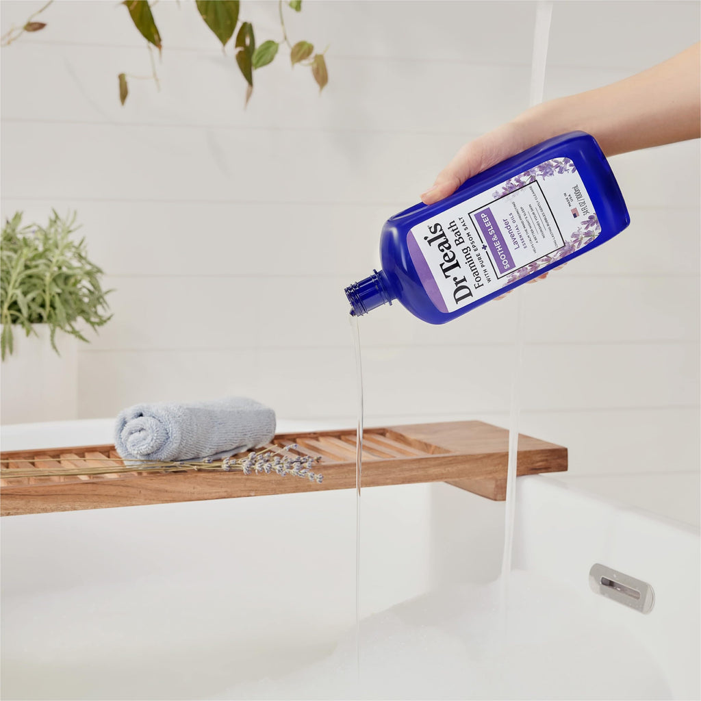 Dr Teal's sleep blend bubble bath bottles angled display