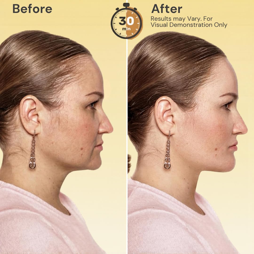 Model applying V line chin mask for jawline contouring