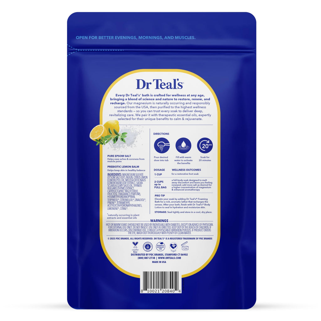 Dr Teal's magnesium salt soak packaging back label details
