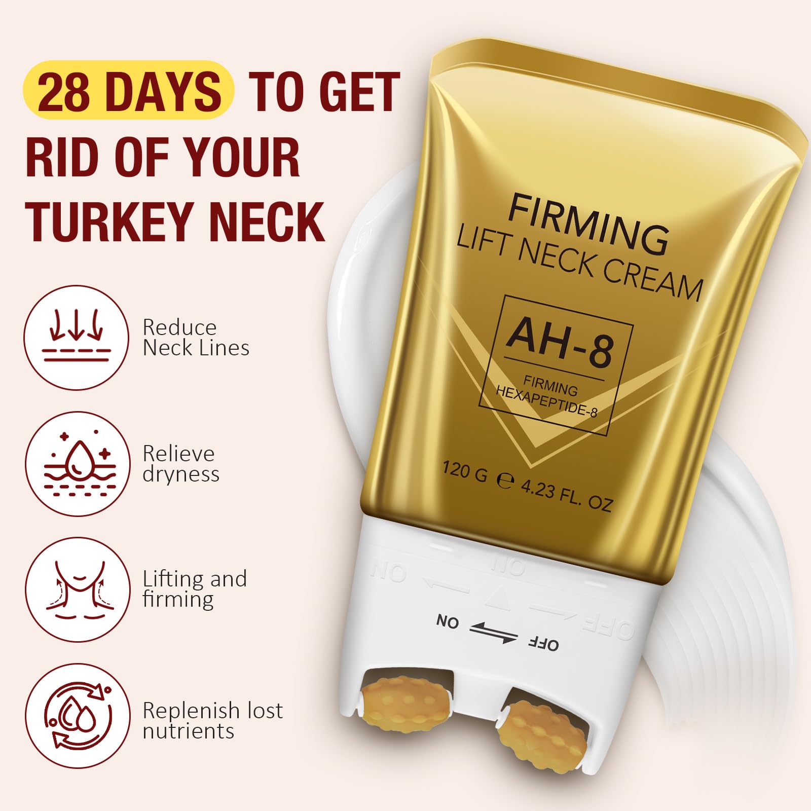 Anti-aging neck tightening lotion with hexapeptide for crepey skin care