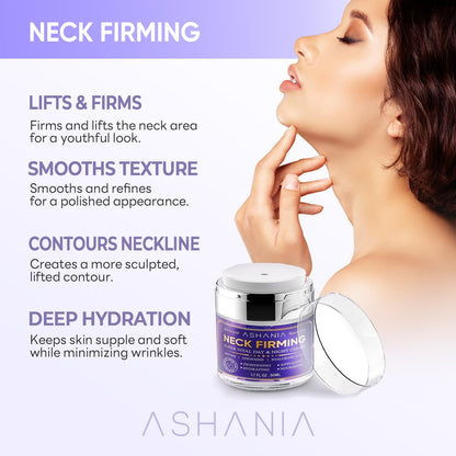 Close up of Ashania Korean skincare bottle for neck wrinkles.