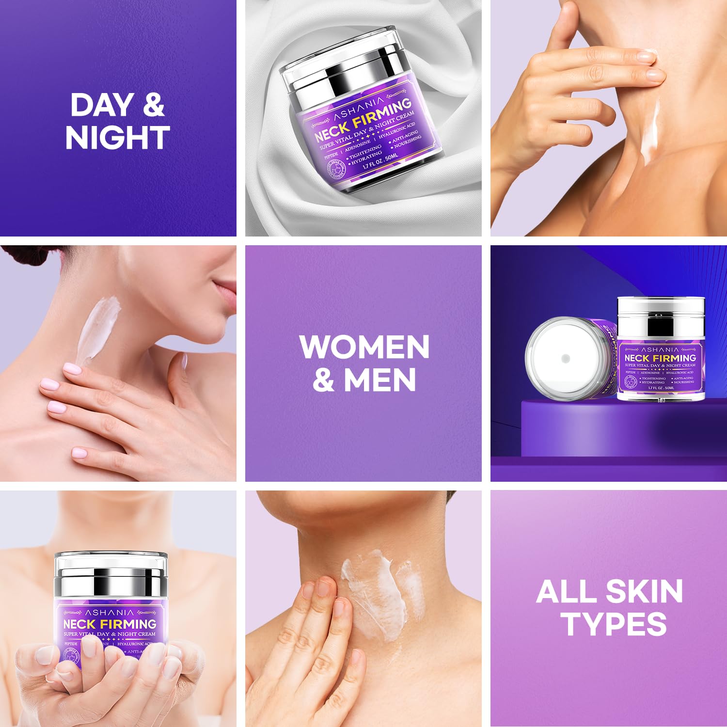 Ashania neck cream packaging showing made in Korea label.