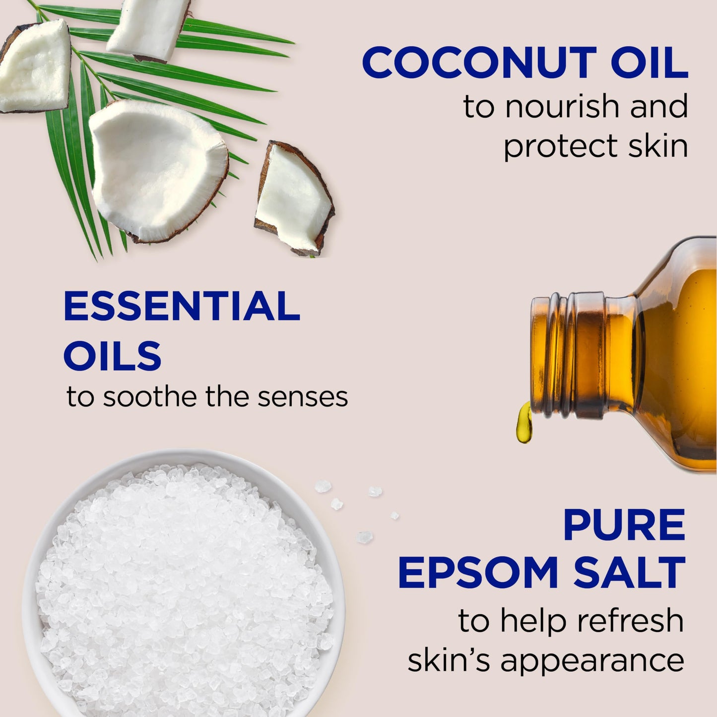 Dr Teal's Epsom salt bubble bath with moisturizing coconut oil bottles