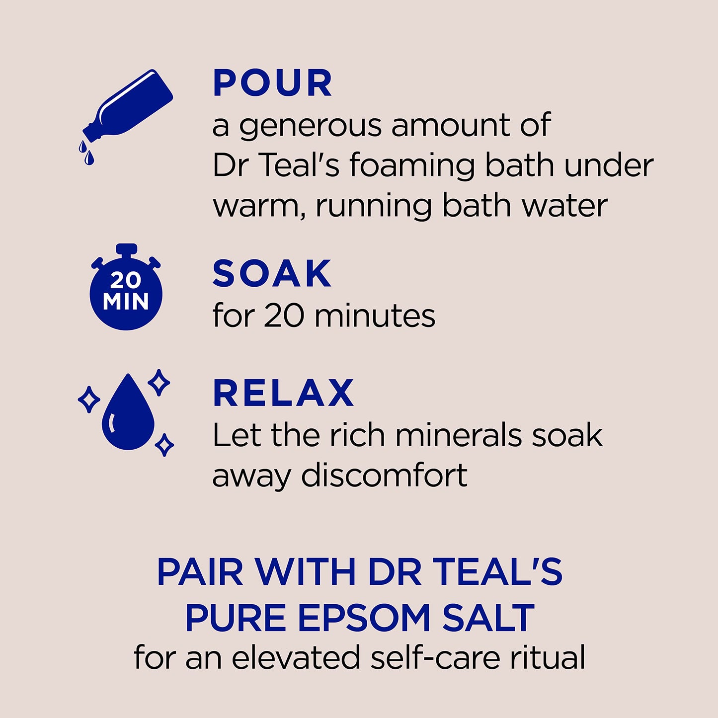 Nourish and Protect foaming bath solution by Dr Teal's for dry skin