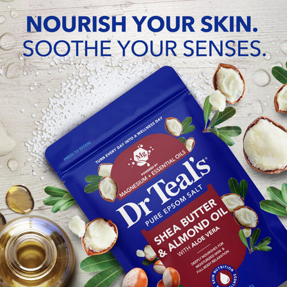 Dr Teal's body soak three pounds resealable pouch highlighting skin softening and stress relief benefits