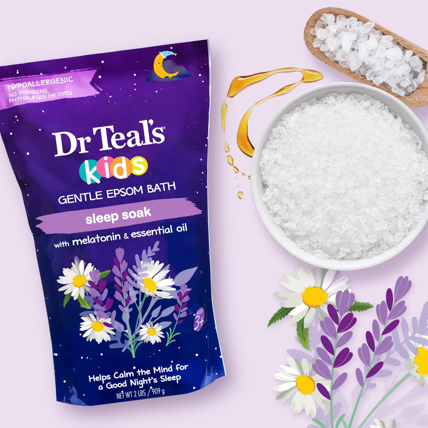 Dr Teal's Kids calming bath salt pack of 3 for children