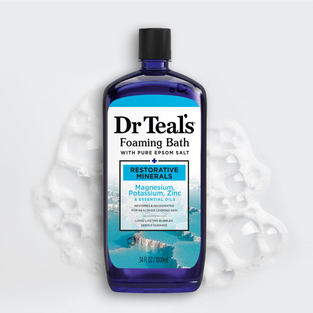 Dr Teal's essential oil bubble bath packaging angle