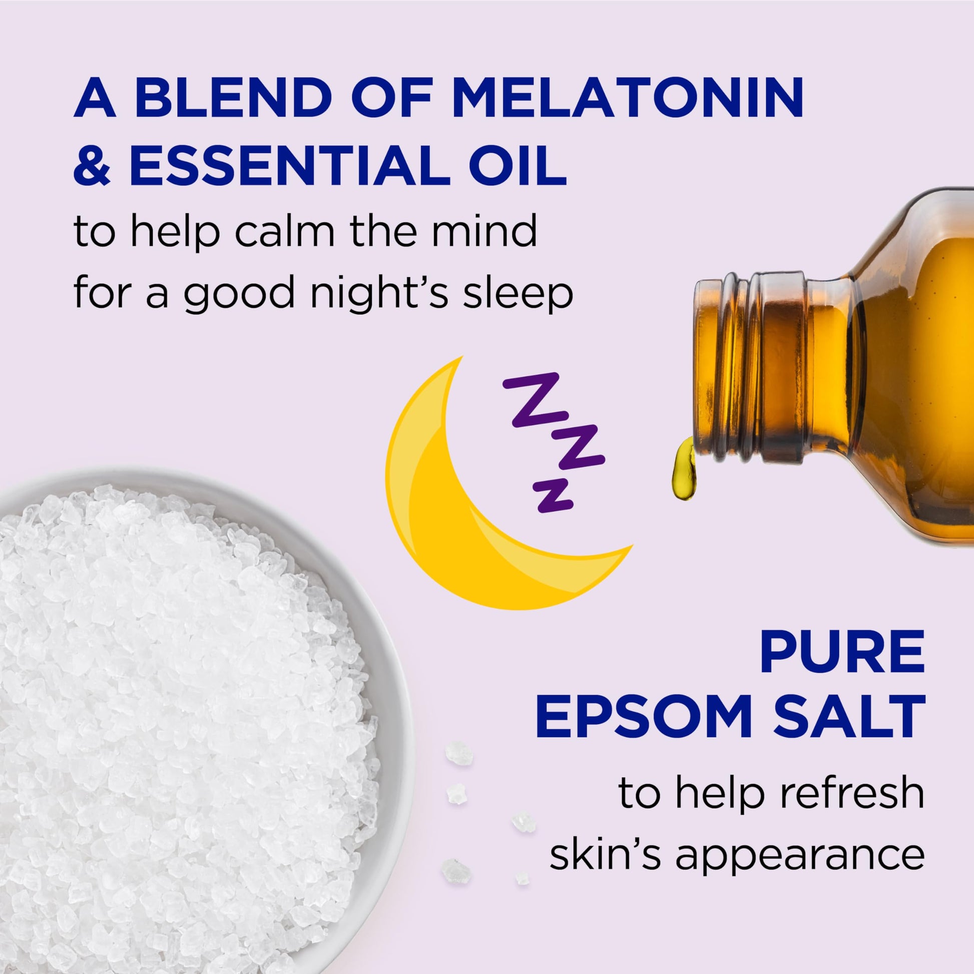 Hypoallergenic kids Epsom salt with melatonin close up label