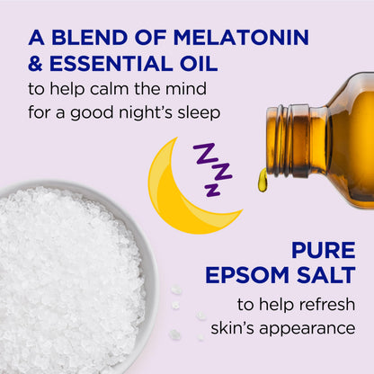 Hypoallergenic kids Epsom salt with melatonin close up label