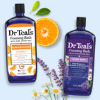 Back label displaying ingredients and directions for Dr Teal's bath duo