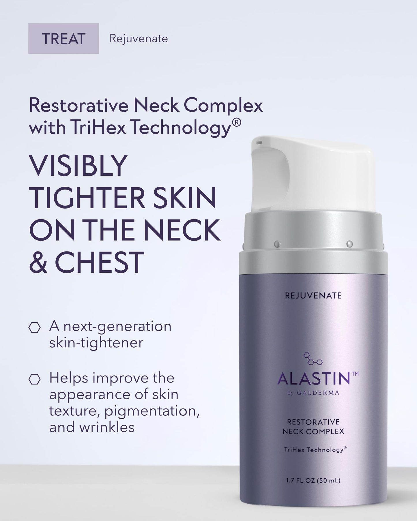 Side profile of Alastin Restorative Neck Complex 1.7 ounce bottle