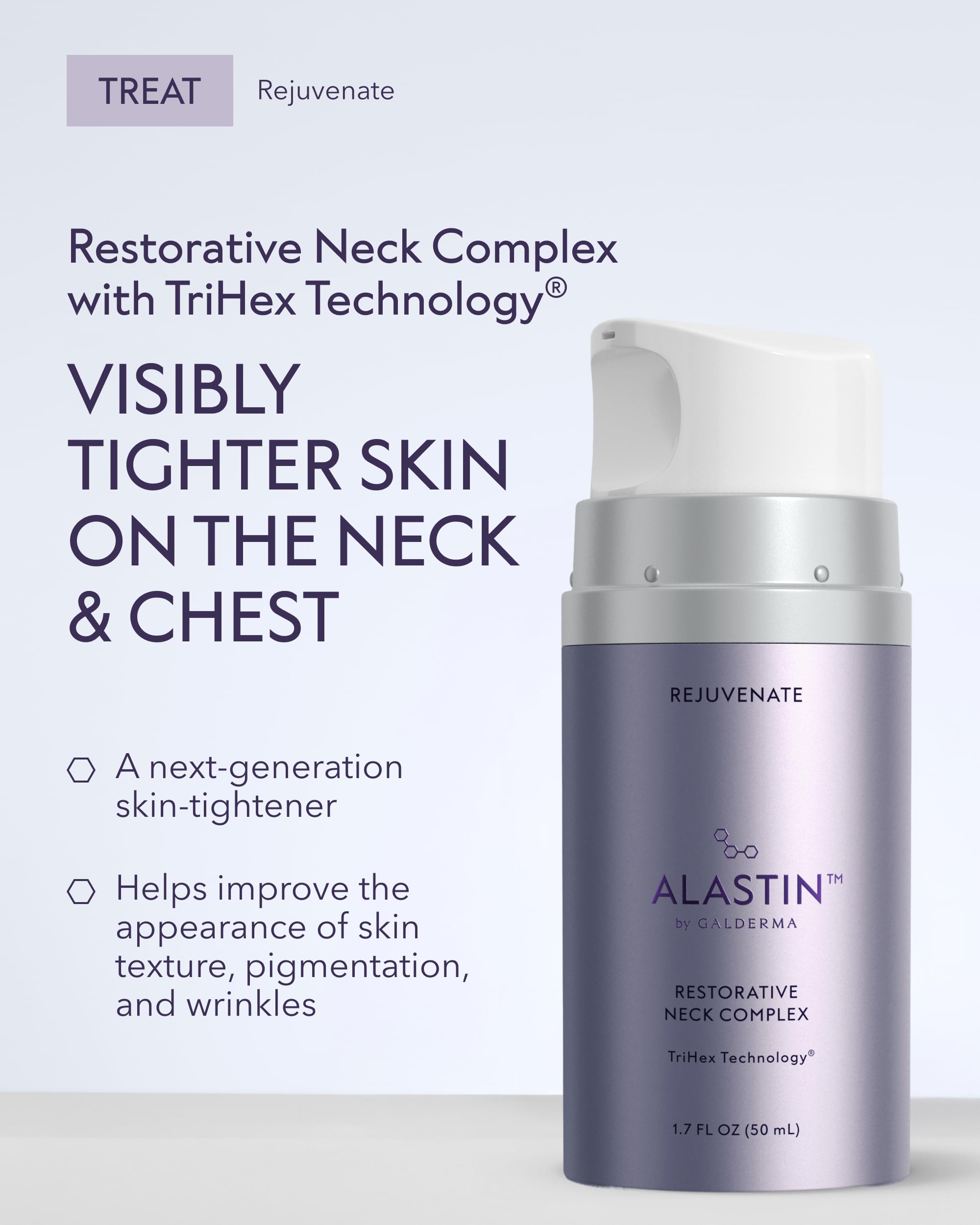 Side profile of Alastin Restorative Neck Complex 1.7 ounce bottle