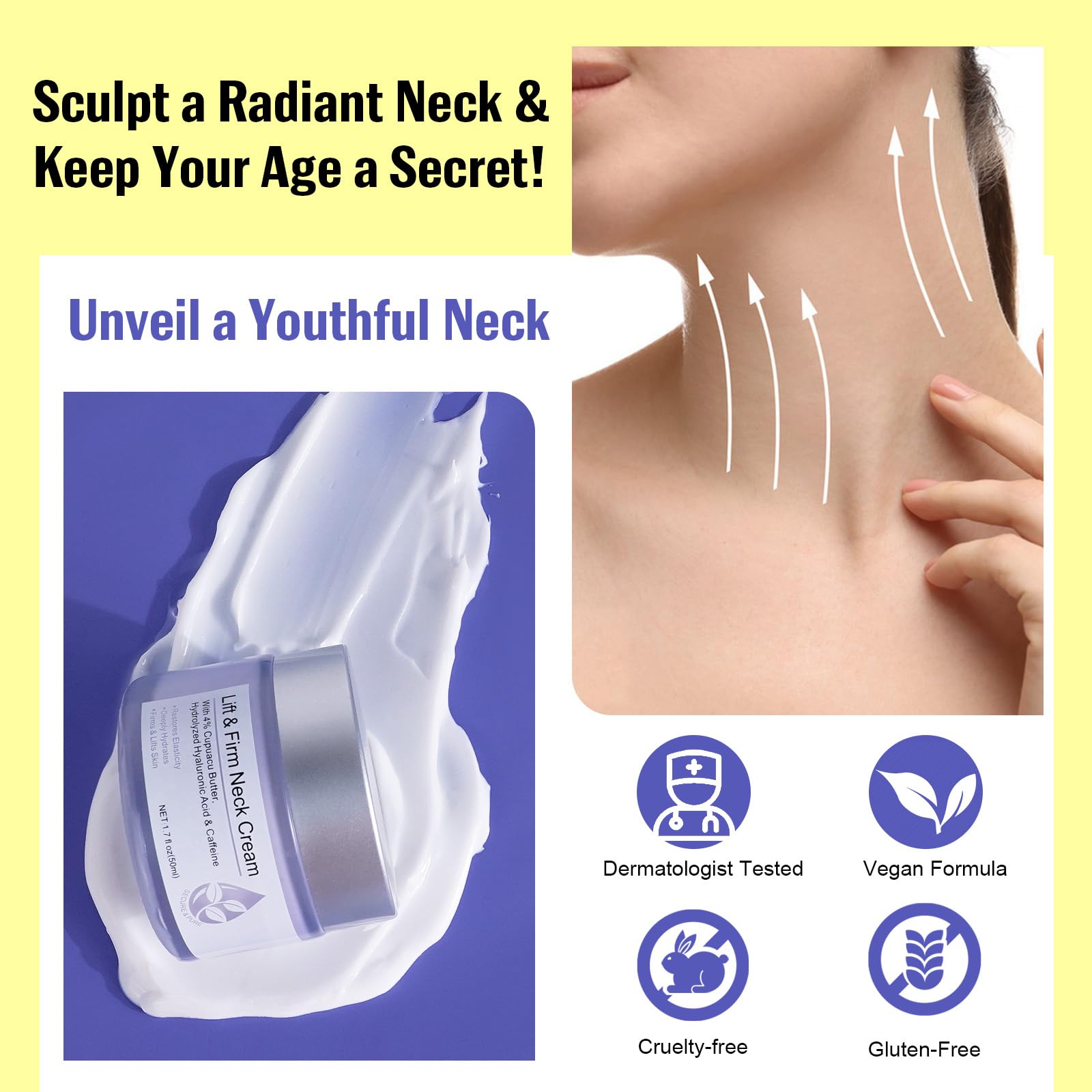 Side profile of Layyin Mart neck firming cream packaging