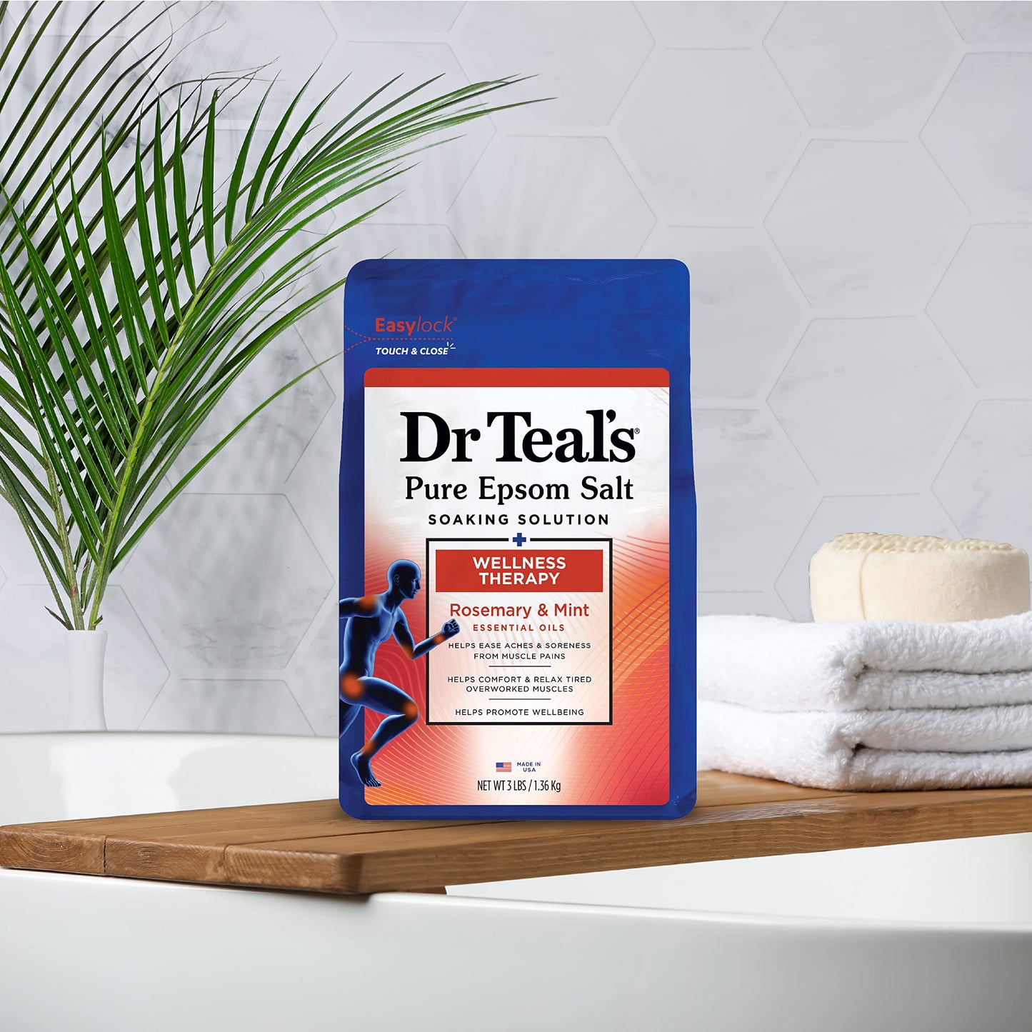 Three pounds mineral soaking solution bag lifestyle placement