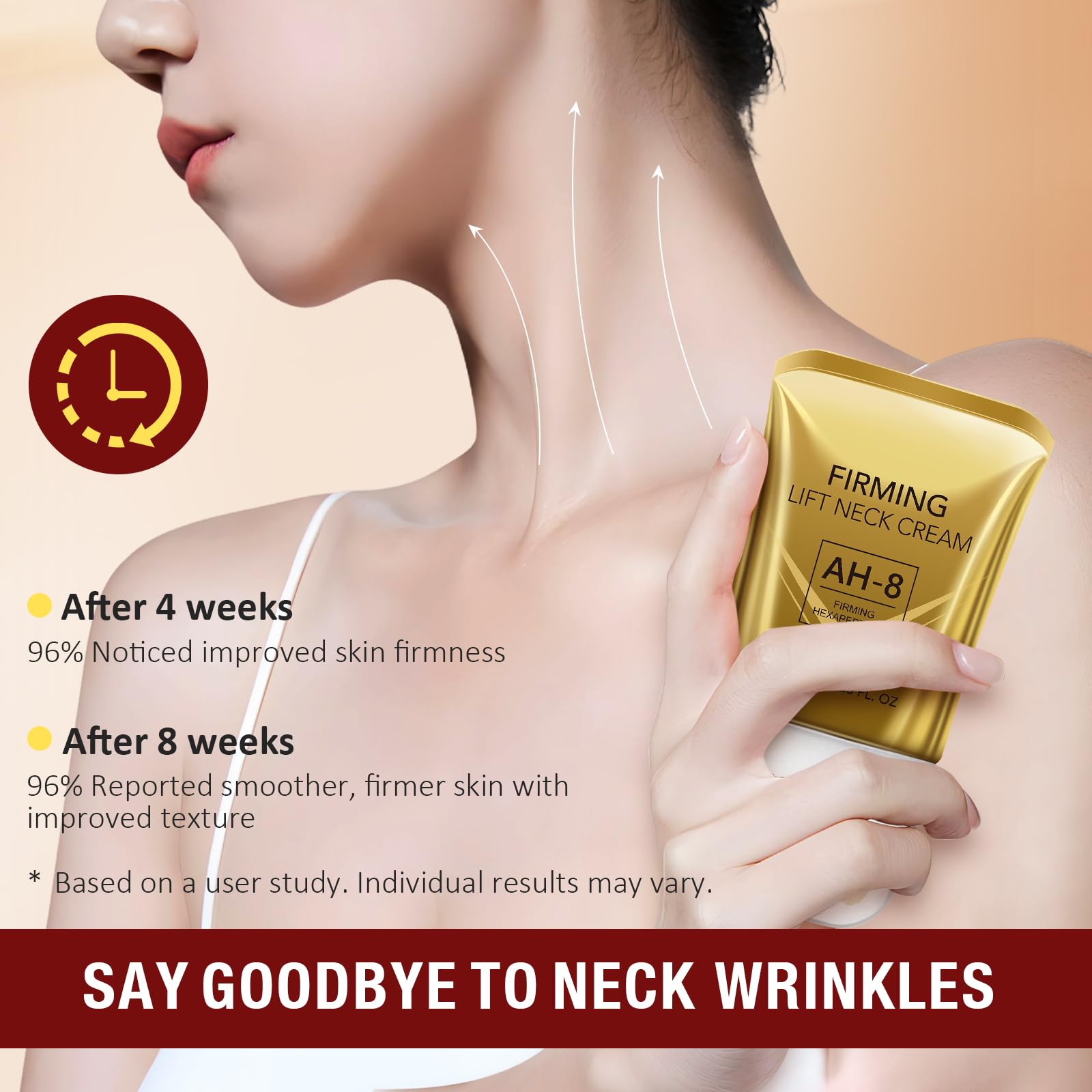 Liefiet hexapeptide neck lifting cream being applied to the chest and jawline for skin elasticity.