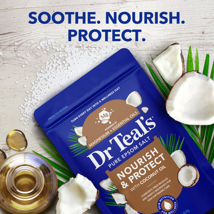 Close up view of the convenient Easylock top on Dr Teal's pure magnesium sulfate bath salt packaging