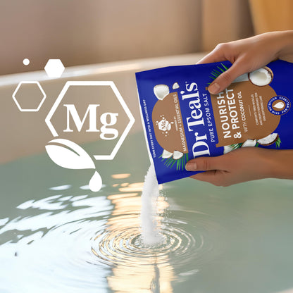 Texture preview of the pure white magnesium sulfate crystals blended with nourishing essential oils