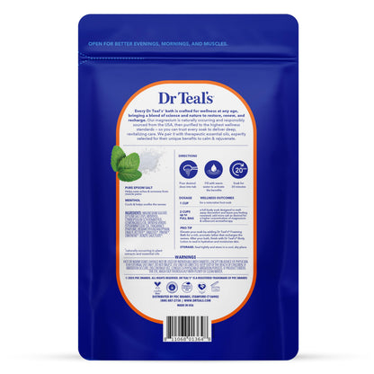 Dr Teal's Pre and Post Workout Magnesium Soak showing the secure VELCRO brand resealable closure at the top.
