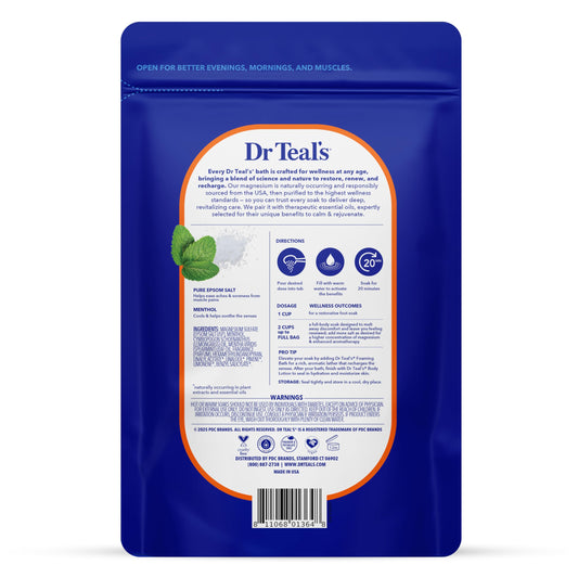 Dr Teal's Pre and Post Workout Magnesium Soak showing the secure VELCRO brand resealable closure at the top.